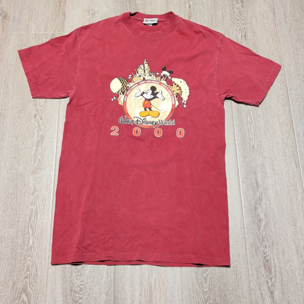 NWOT Vintage Walt Disney World Y2K 2000 T-Shirt Mens M Fits S Red Mickey Mouse